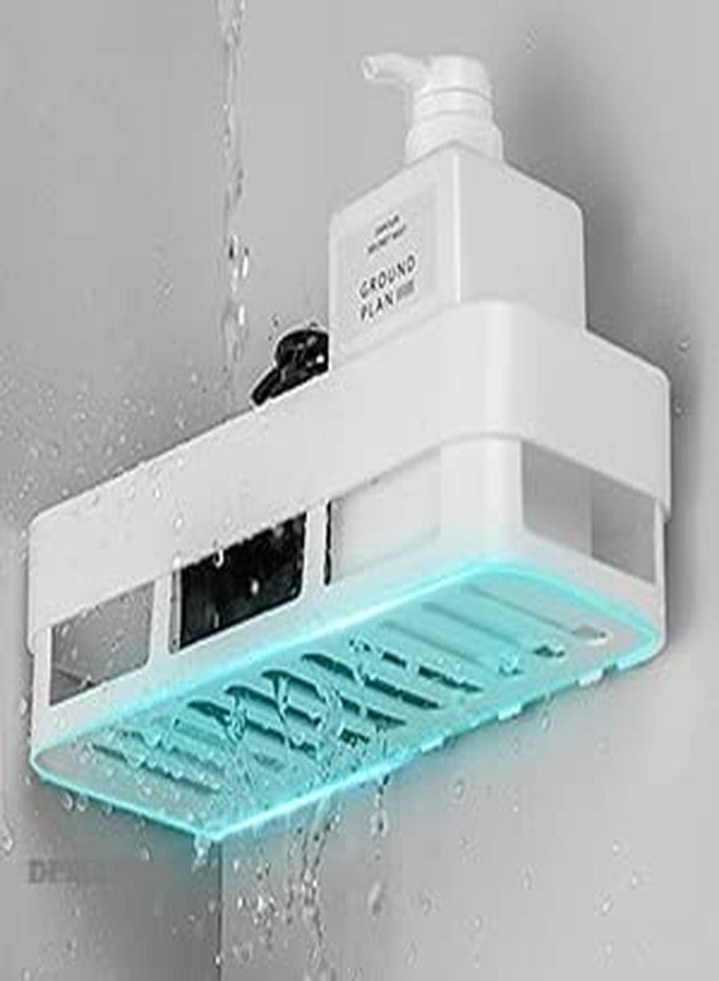 DPISZONE Plastic Wall Shelves Kitchen Bathroom Shelf Self-Adhesive Sticker Hook Multipurpose Wall Holder Bathroom Storage Rack Box Strong Shower Rack Shelf (2 Shelves+ 2 Soap Dish) - Image 4